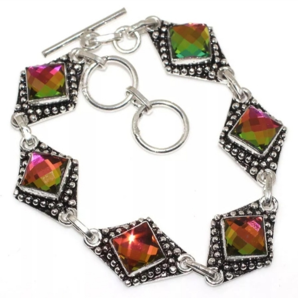New Rainbow Mystic Topaz Silver Bracelet.